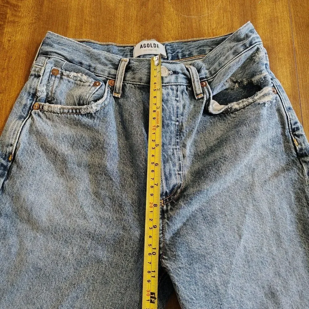 Agolde Riley Jeans Womens Straight High Rise Size 25 Crop Button Fly Stretch - Picture 5 of 10